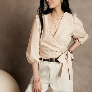 Banana Republic Puff Sleeve Wrap Blouse